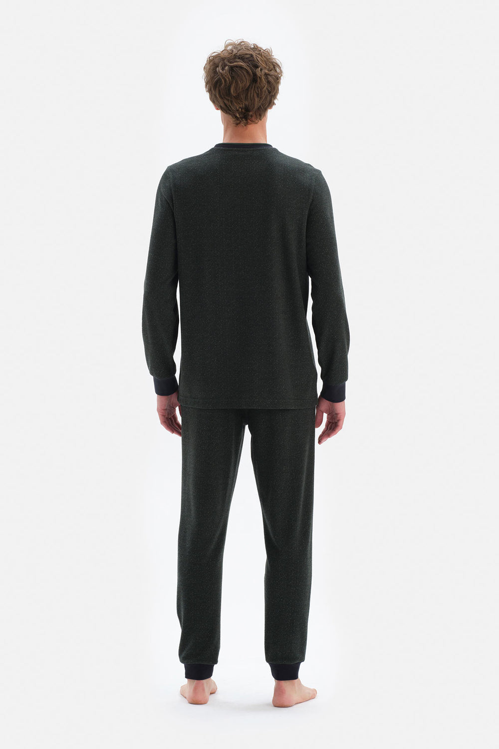 Yeşil Uzun Kol Bisiklet Yaka Pijama Takımı