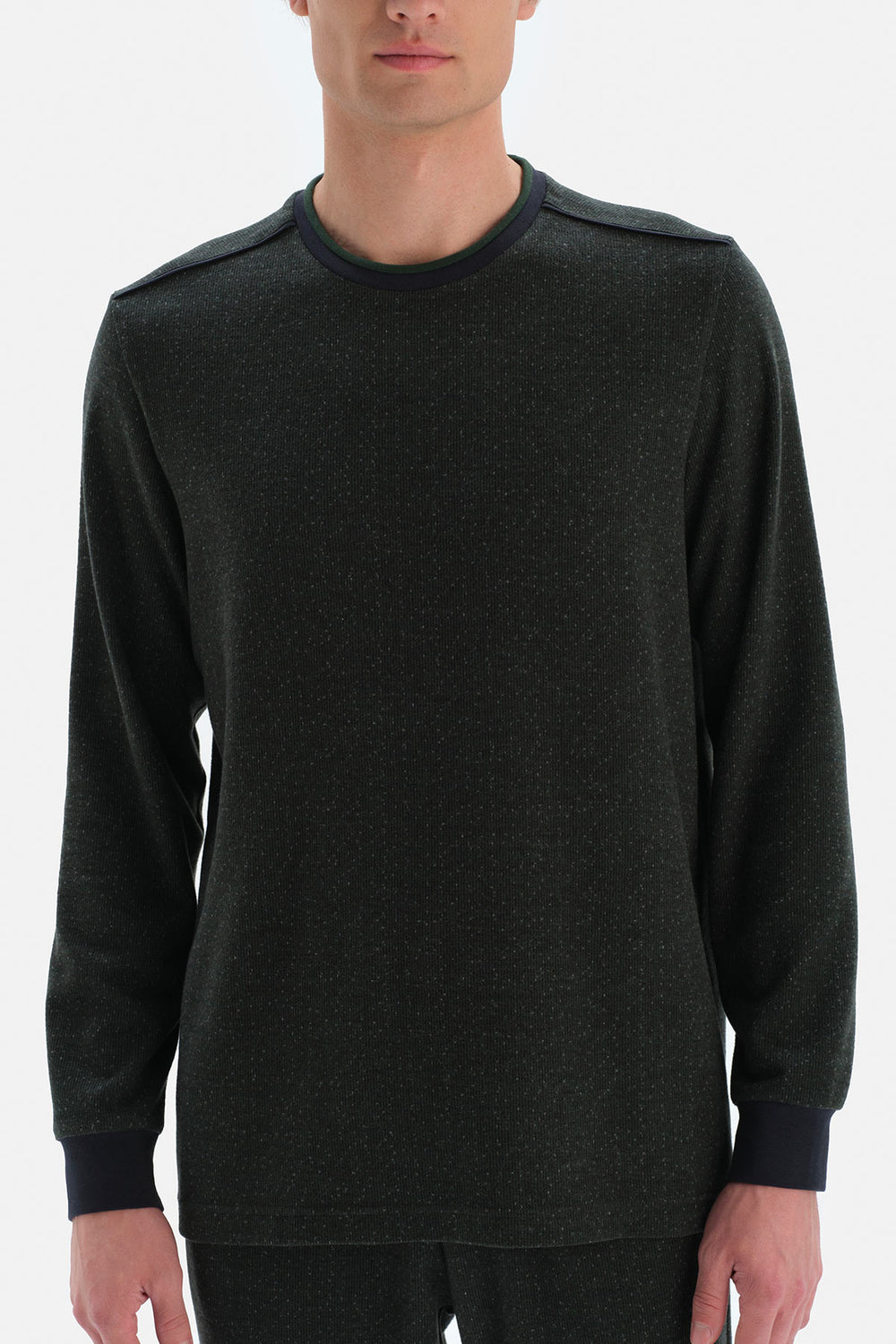 Yeşil Uzun Kol Bisiklet Yaka Pijama Takımı