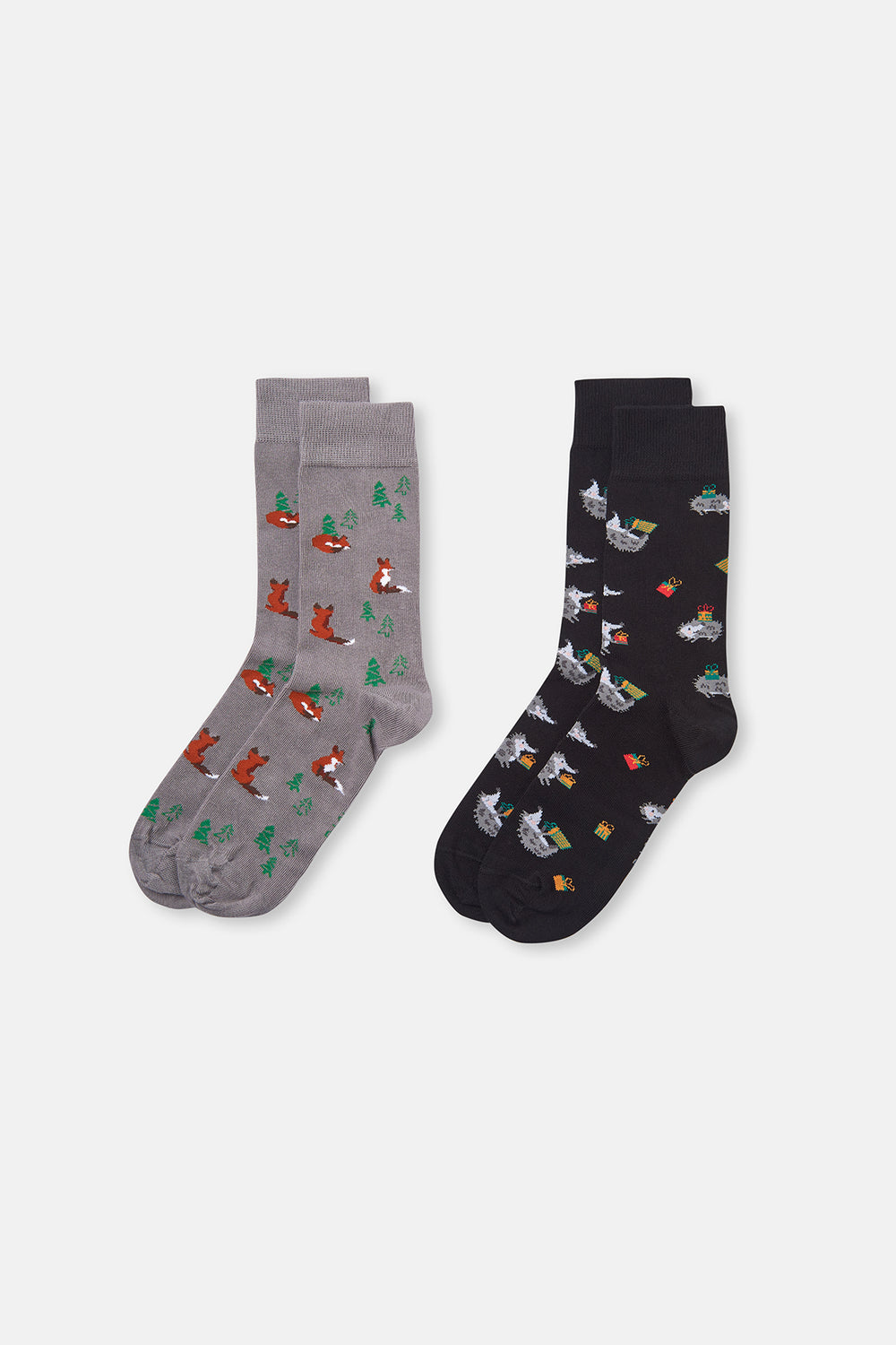 Siyah-Gri 2'li Yılbaşı Temalı Soket Çorap