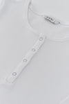 Beyaz Uzun Kol Bisiklet Yaka Pamuklu Pijama Üstü