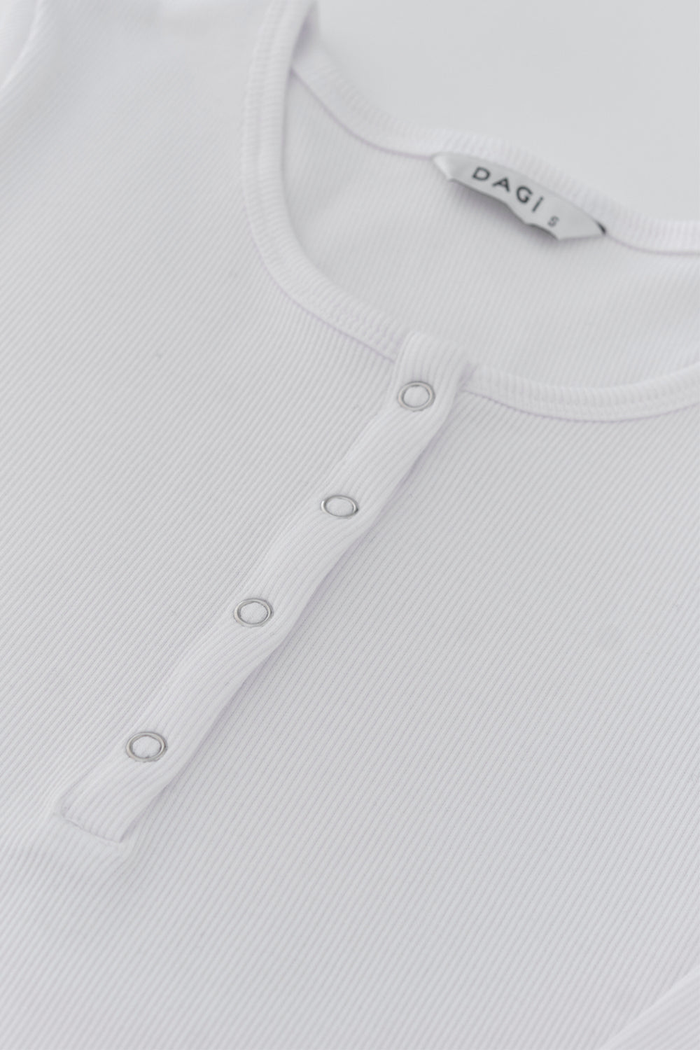 Beyaz Uzun Kol Bisiklet Yaka Pamuklu Pijama Üstü