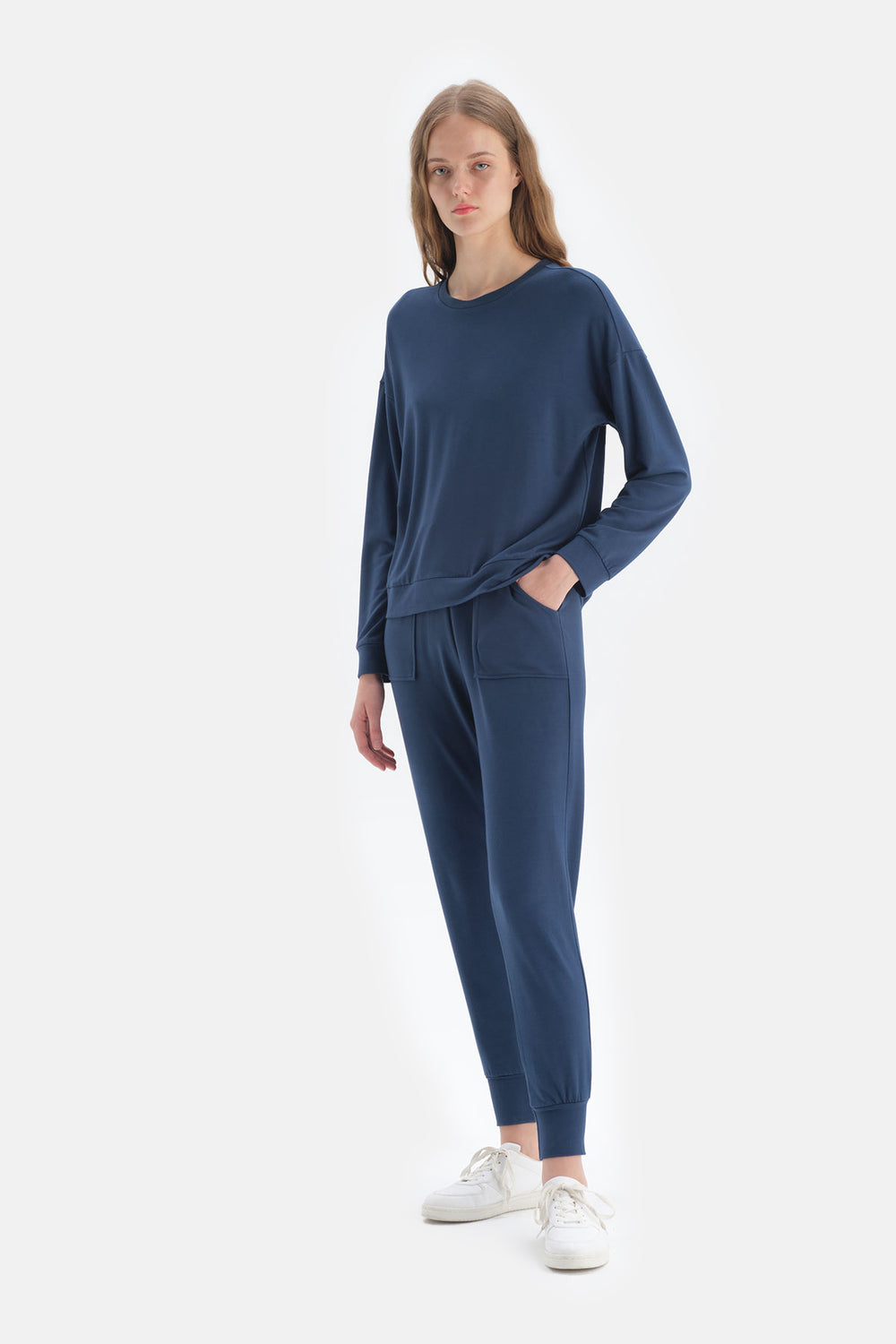 Lacivert Jogger Paça Cepli Eşofman Alt