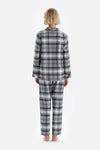 Gri Ekoseli Gömlek Yaka Pamuklu Pijama Takımı