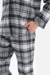 Gri Ekoseli Gömlek Yaka Pamuklu Pijama Takımı