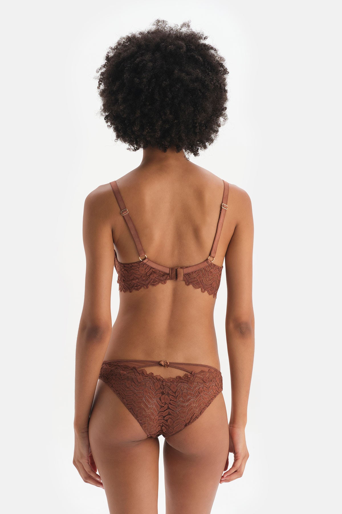 Kahverengi Balenli Dolgusuz Bralet Sütyen