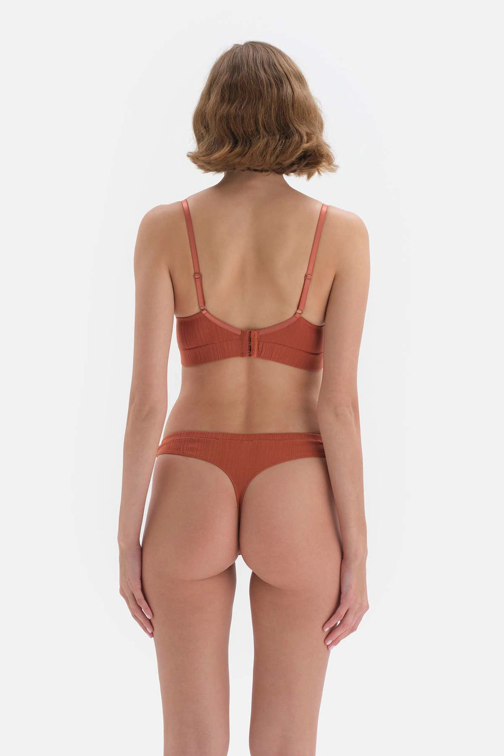 Terracota Düğme Detaylı Ribana Balenli Sütyen
