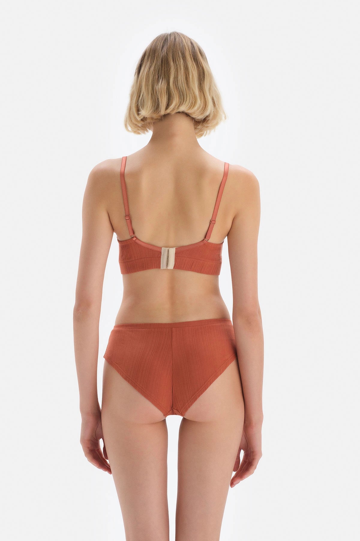 Terracota Düğme Detaylı Ribana Balenli Sütyen