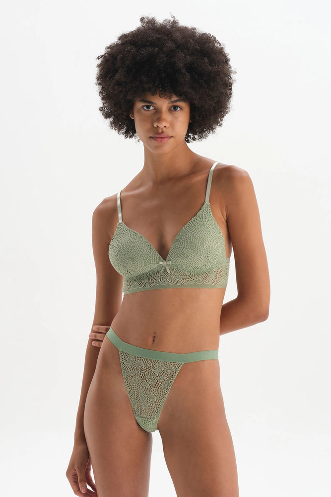 Yeşil Lastik Detaylı Tanga Külot