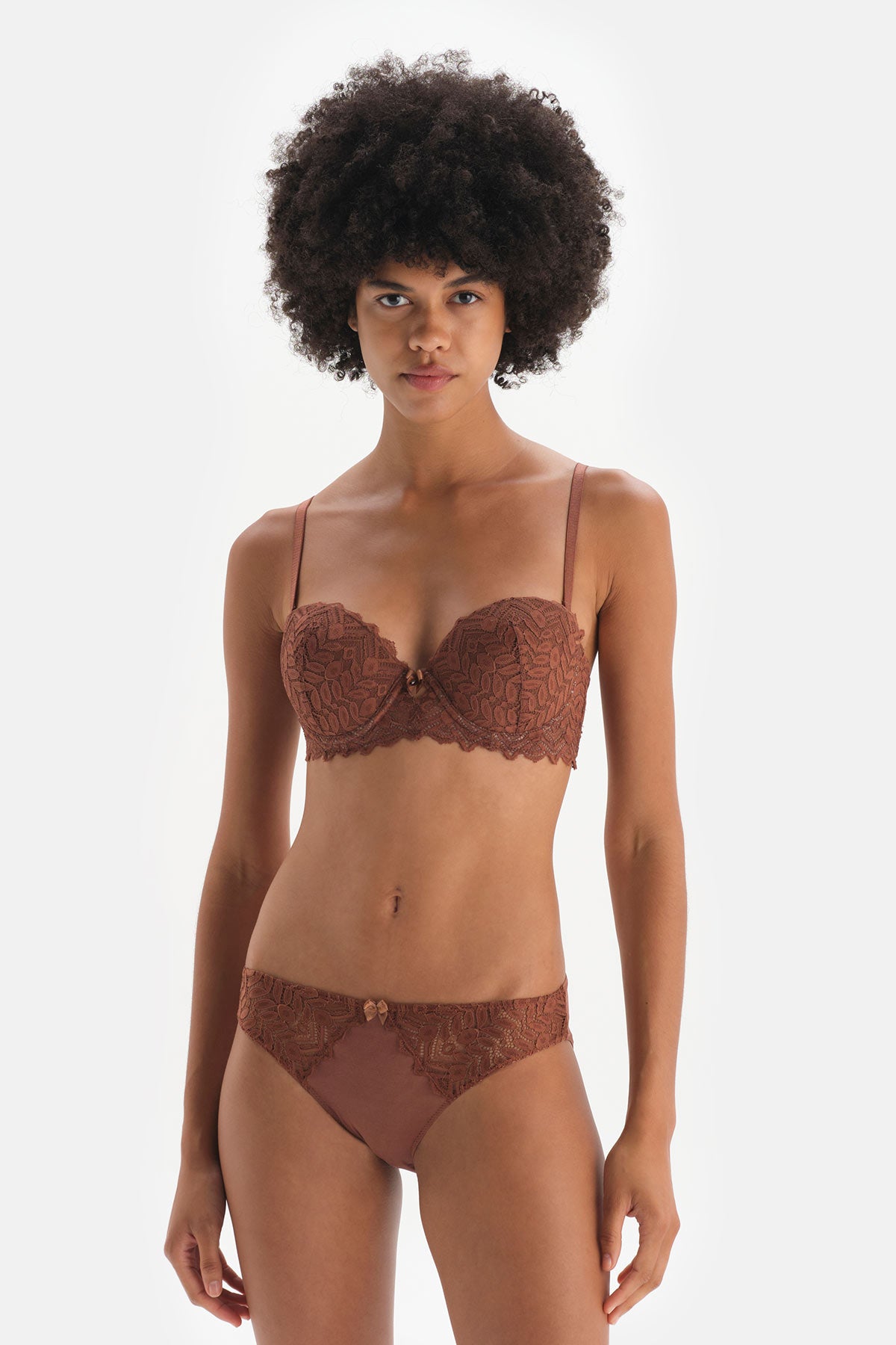 Kahverengi Dantel Detaylı Micro Slip Külot