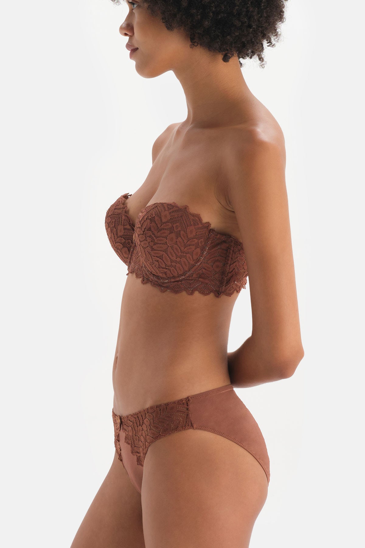 Kahverengi Dantel Detaylı Micro Slip Külot