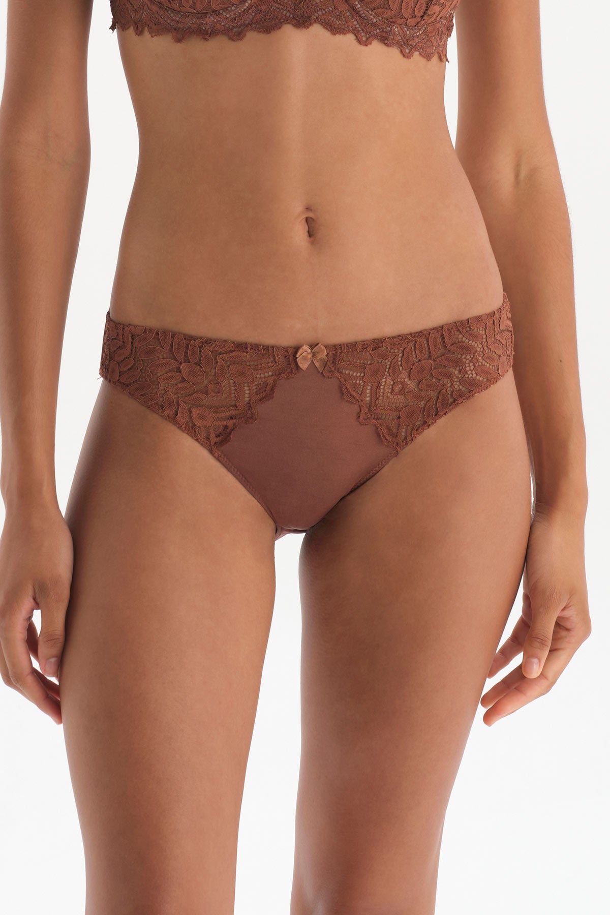 Kahverengi Dantel Detaylı Micro Slip Külot