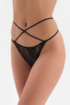 Siyah Dantelli Ip Detaylı Tanga