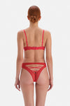 Kırmızı Arkası Dekolteli Ip Detaylı Brazilian Külot