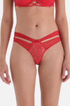 Kırmızı Arkası Dekolteli Ip Detaylı Brazilian Külot