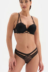 Siyah Arkası Dekolteli Ip Detaylı Brazilian Külot