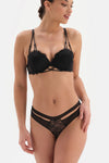 Siyah Arkası Dekolteli Ip Detaylı Brazilian Külot