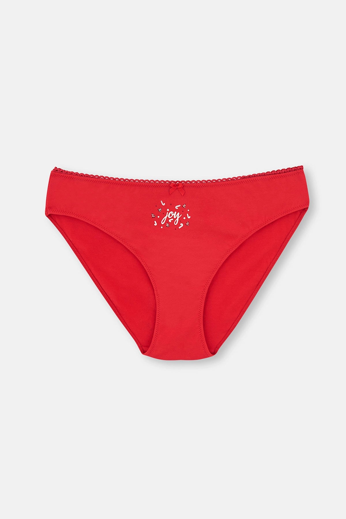 Kırmızı 3'Lü Paket Desenli Pamuklu Slip