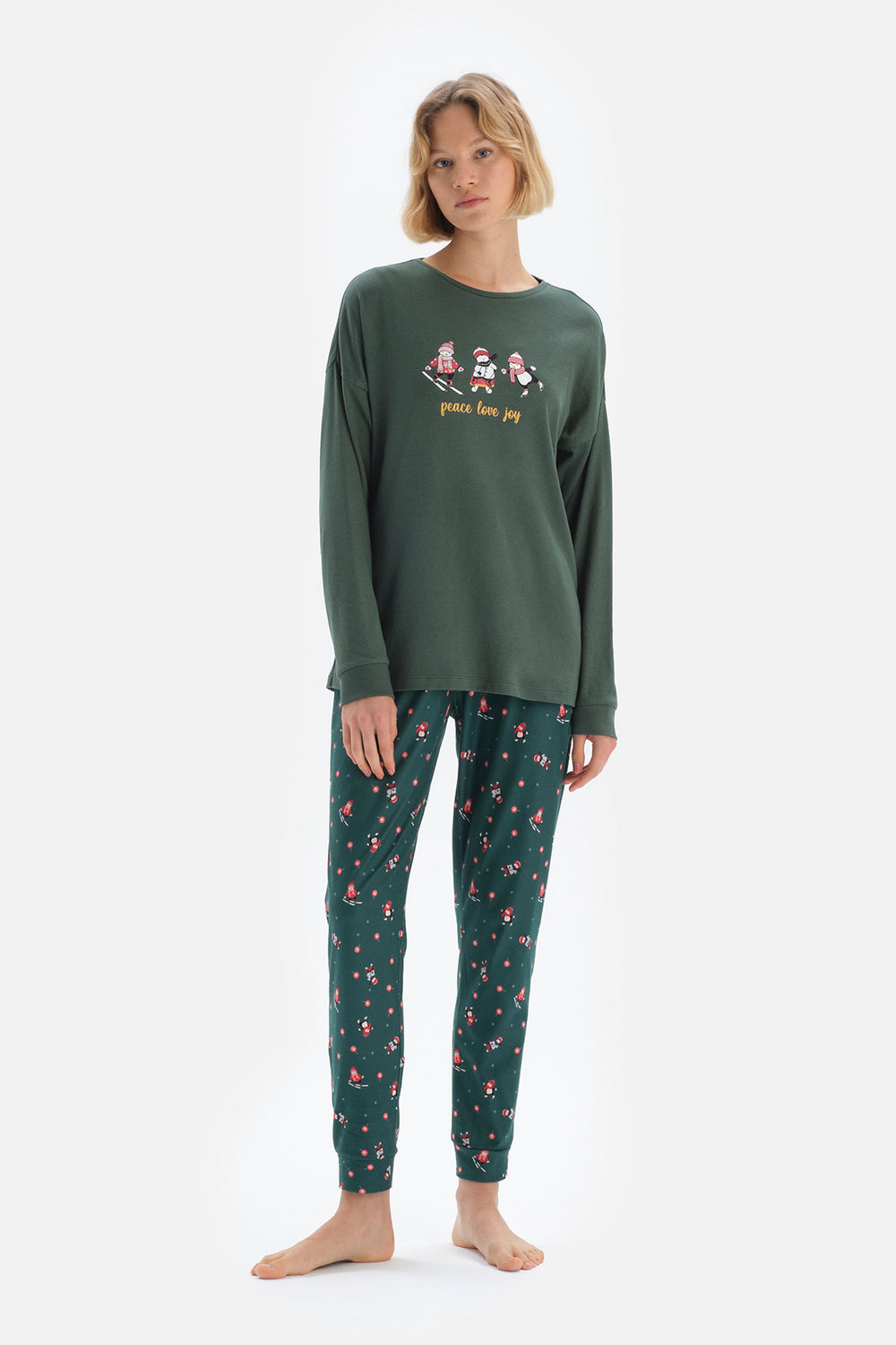 Yeşil Baskılı Pijama Altı