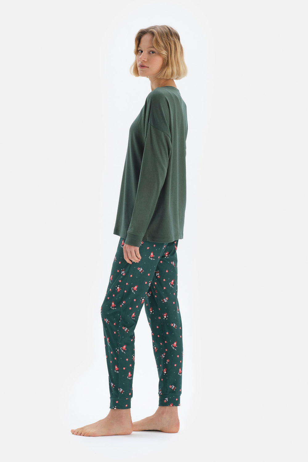 Yeşil Baskılı Pijama Altı