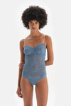 Mavi Balenli Brazillian Form Dantelli Bodysuit