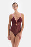 Vişne Dekolteli Dantelli Bodysuit