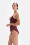 Vişne Dekolteli Dantelli Bodysuit