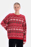 Kırmızı Yılbaşı Temalı Oversize Triko Kazak