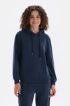 Indigo Uzun Kollu Kapüşonlu Sweatshirt