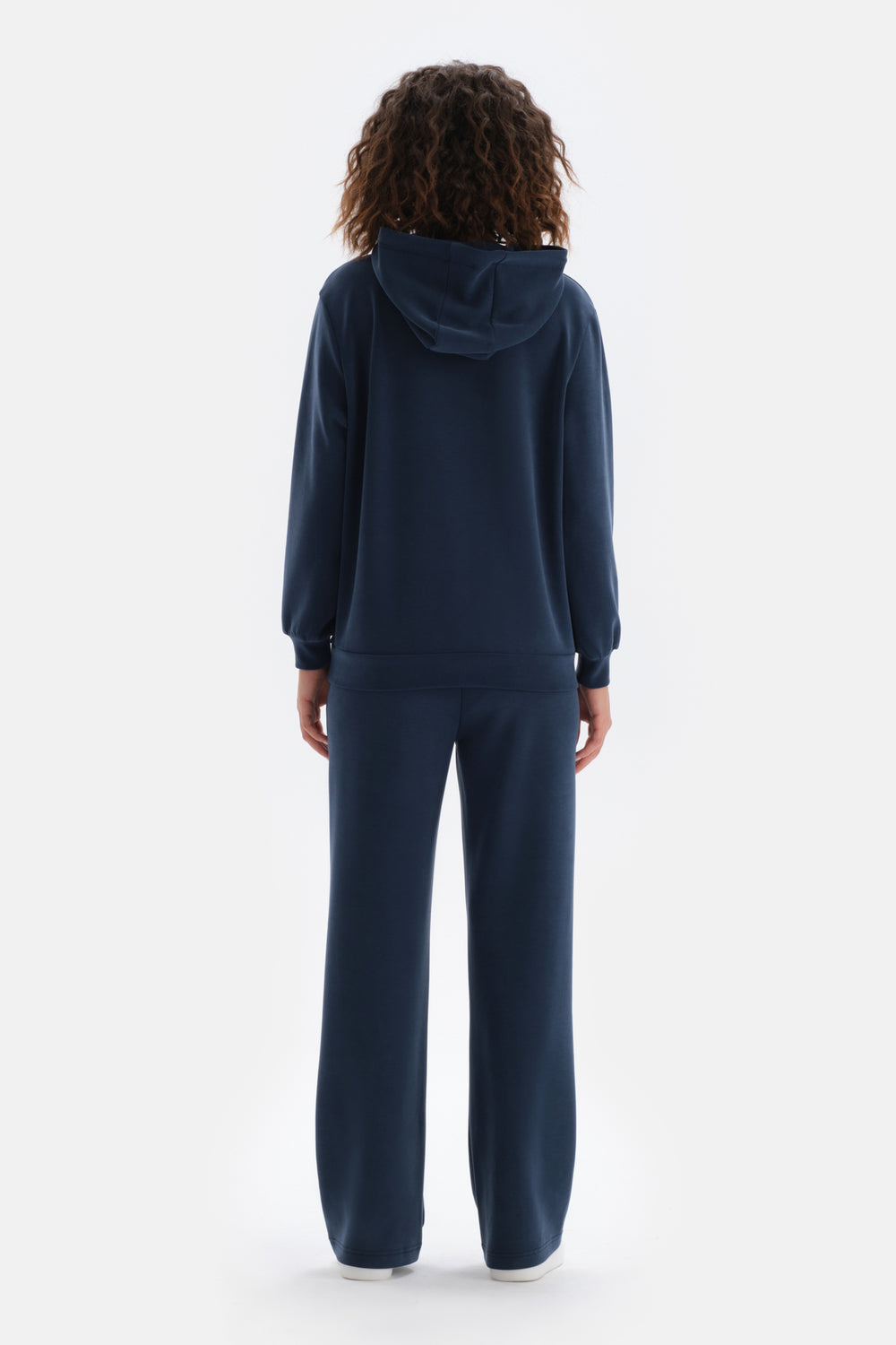 Indigo Uzun Kollu Kapüşonlu Sweatshirt