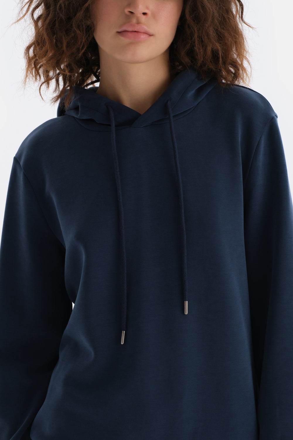 Indigo Uzun Kollu Kapüşonlu Sweatshirt