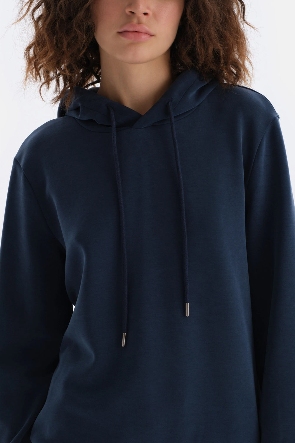 Indigo Uzun Kollu Kapüşonlu Sweatshirt