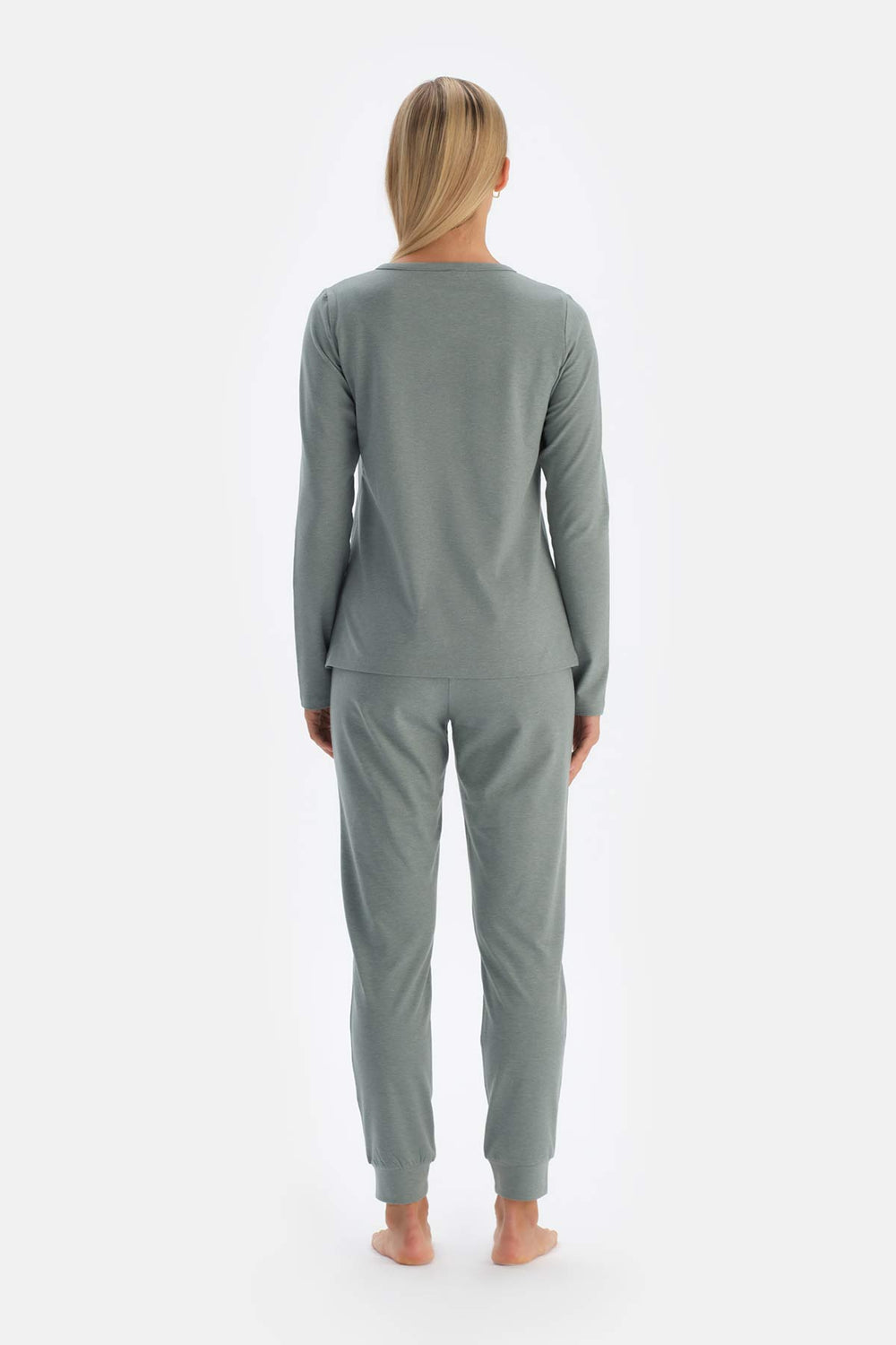 Yeşil Yarım Patlı Everfresh T-Shirt Pijama Üstü