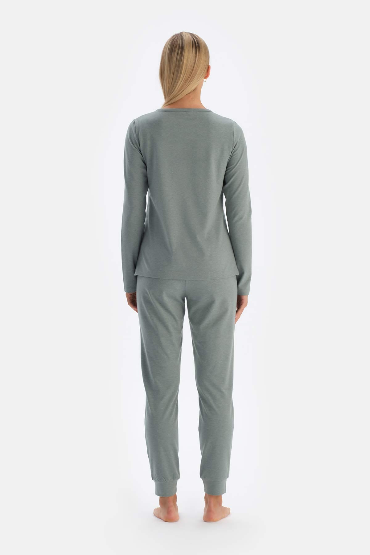 Yeşil Yarım Patlı Everfresh T-Shirt Pijama Üstü