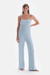 Mavi Ince Askılı Kaşkorse Atlet Pijama Üstü