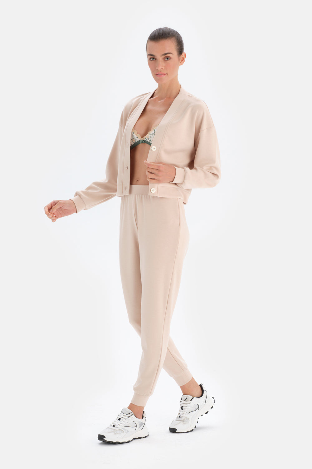 Ekru Jogger Paça Eşofman Altı