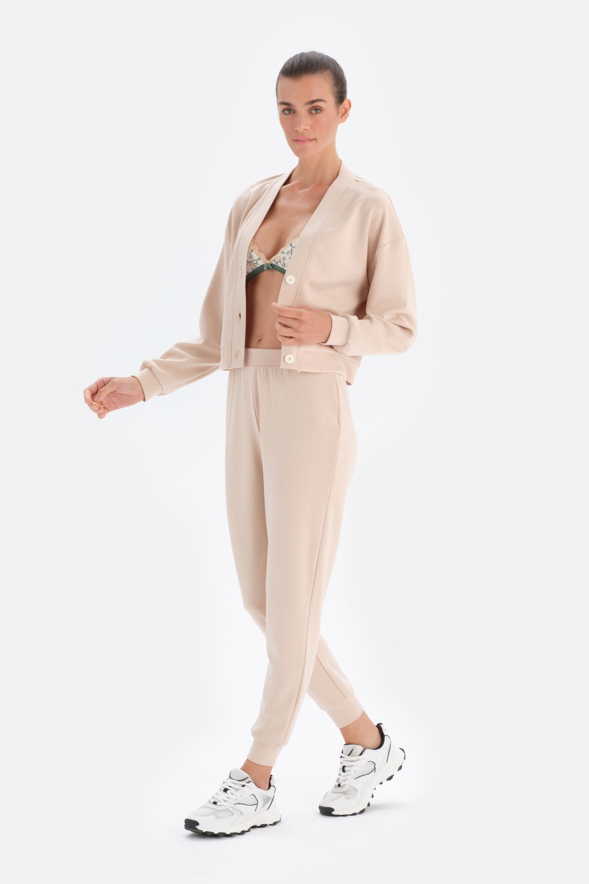 Ekru Jogger Paça Eşofman Altı