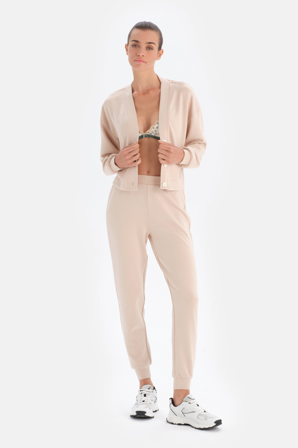 Ekru Jogger Paça Eşofman Altı