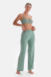 Yeşil Dantel Detaylı Viskon Pantolon