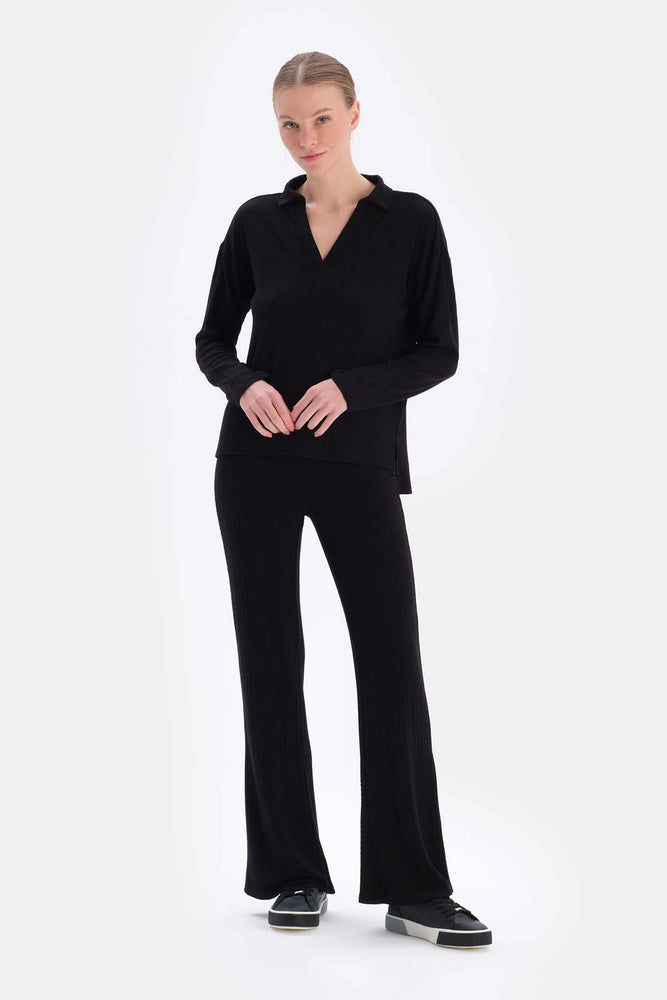 Siyah Bol Paça Eşofman Altı