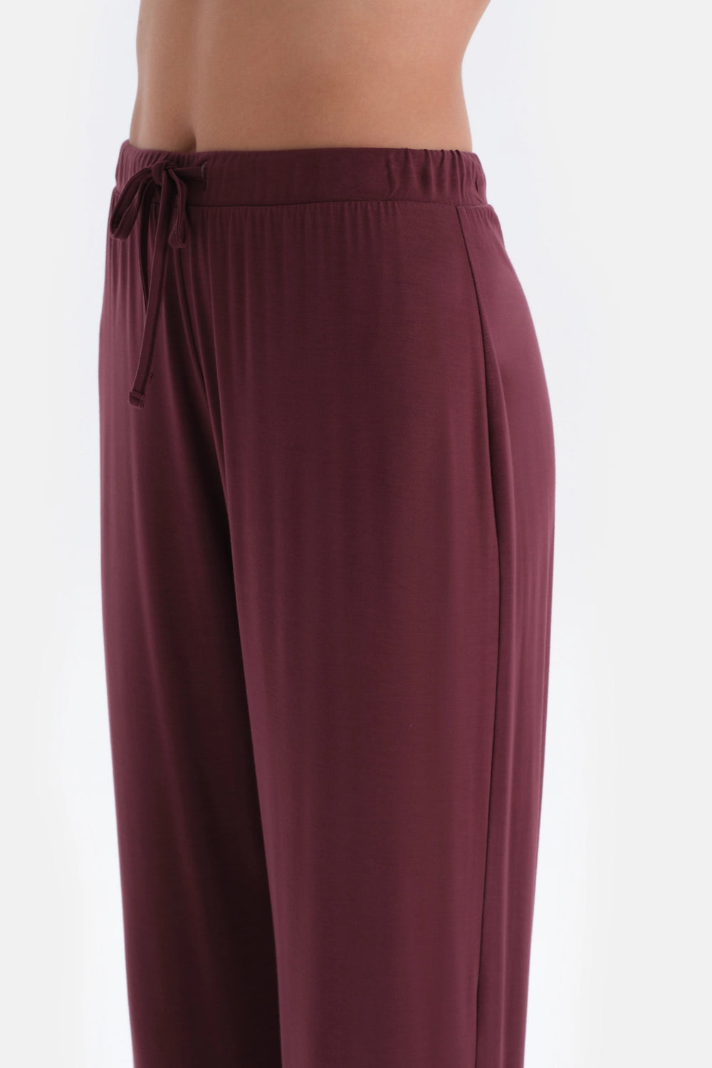 Bordo Kadife Şerit Detaylı Gömlek Pantolon Pijama Takımı