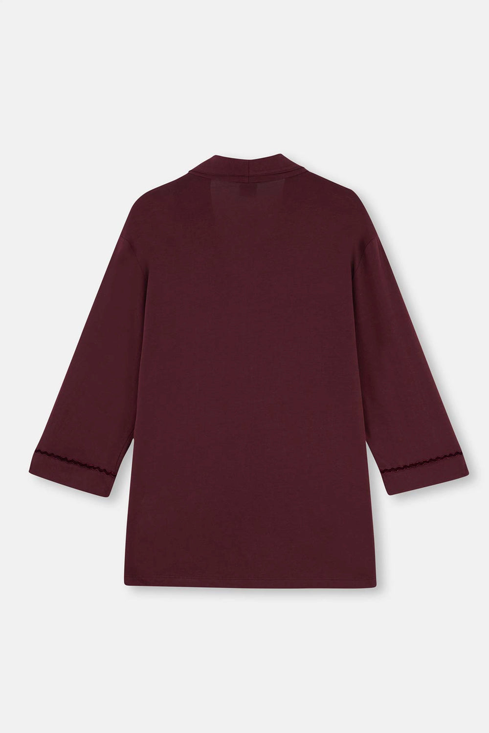 Bordo Kadife Şerit Detaylı Plus Size Pijama Takımı