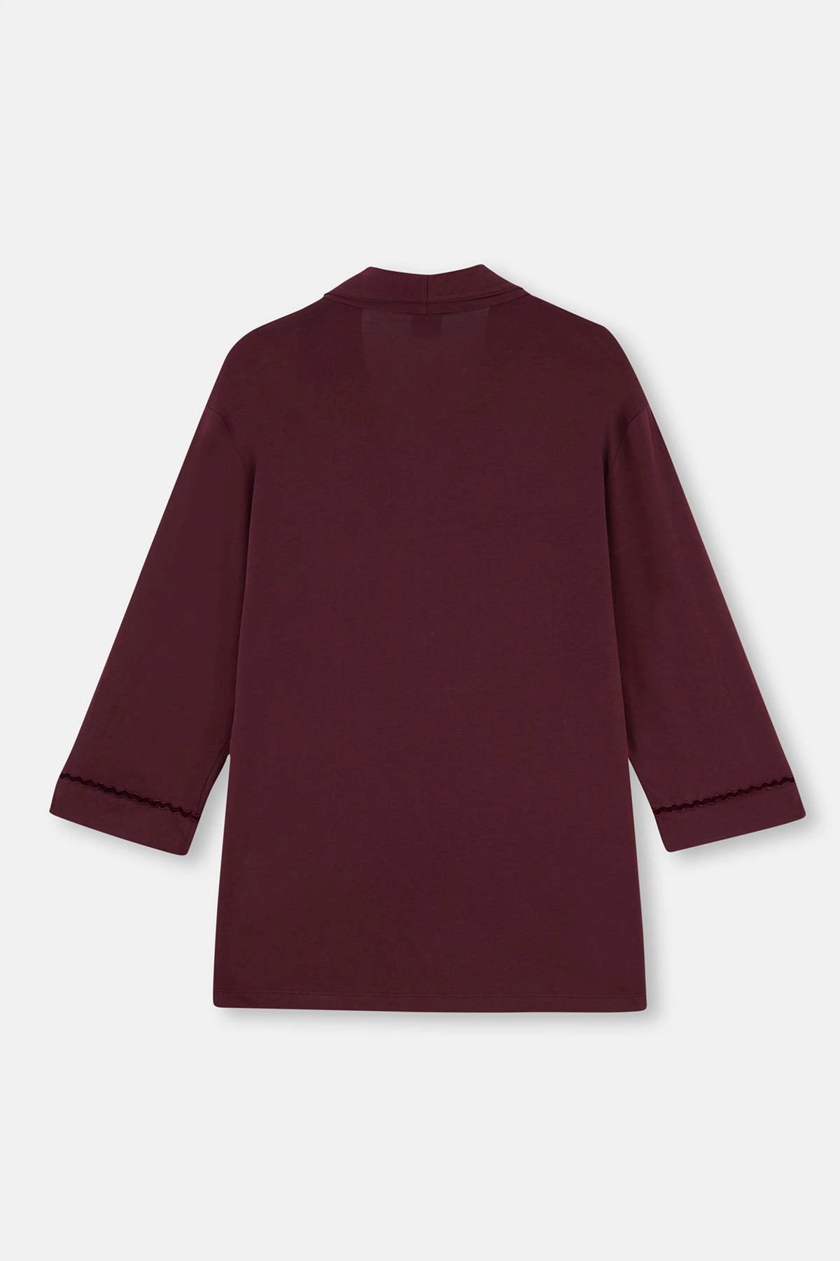 Bordo Kadife Şerit Detaylı Plus Size Pijama Takımı