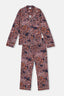 Multicolor Şal Desen Gömlek Yaka Plus Size Pijama Takımı