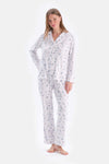 Beyaz Metraj Baskılı Gömlek Pantolon Pijama Takımı