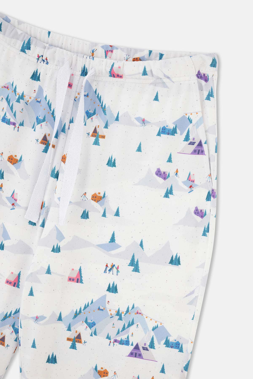 Beyaz Metraj Baskılı Gömlek Pantolon Pijama Takımı