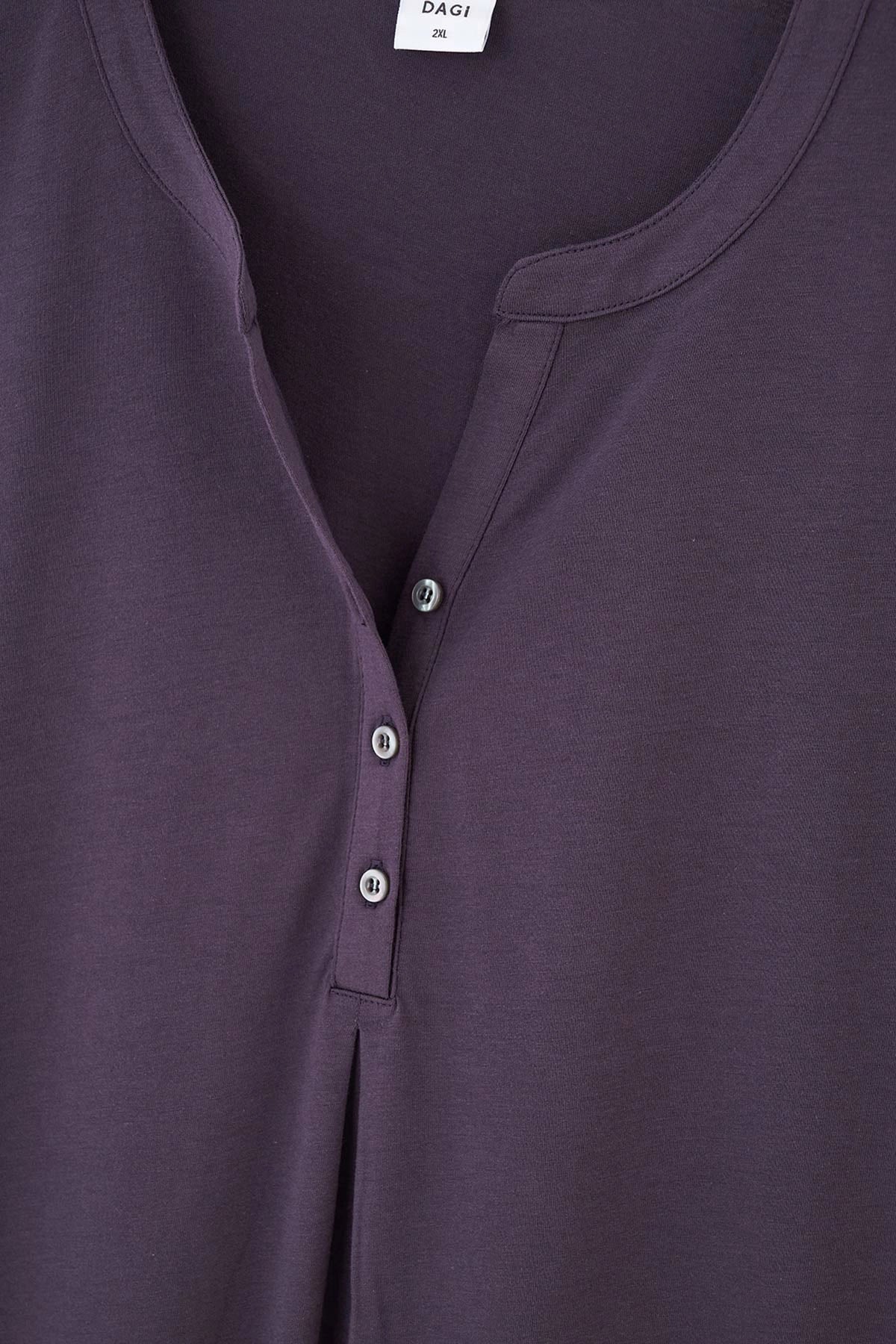 Antrasıt Yarım Patlı Uzun Kollu Plus Size Gecelik