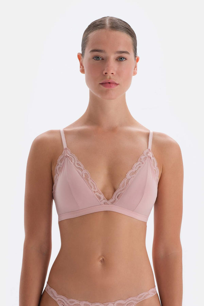 Soft Pembe Soft Kumaş Ve Dantel Detaylı Tak Çık Kaplı Bralet