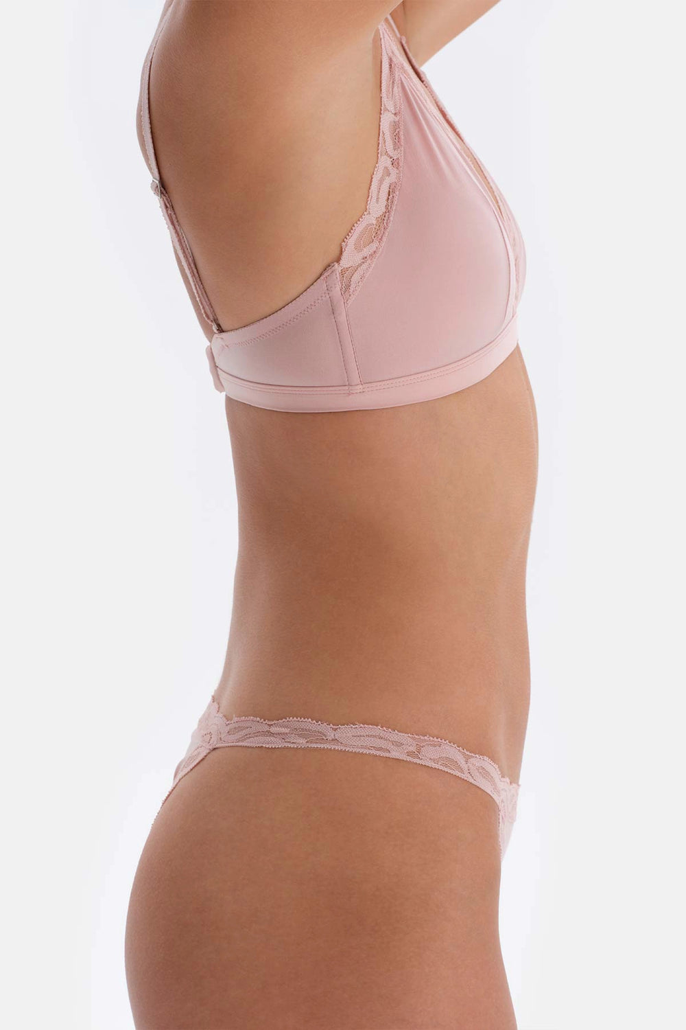Soft Pembe Soft Kumaş Ve Dantel Detaylı Tak Çık Kaplı Bralet