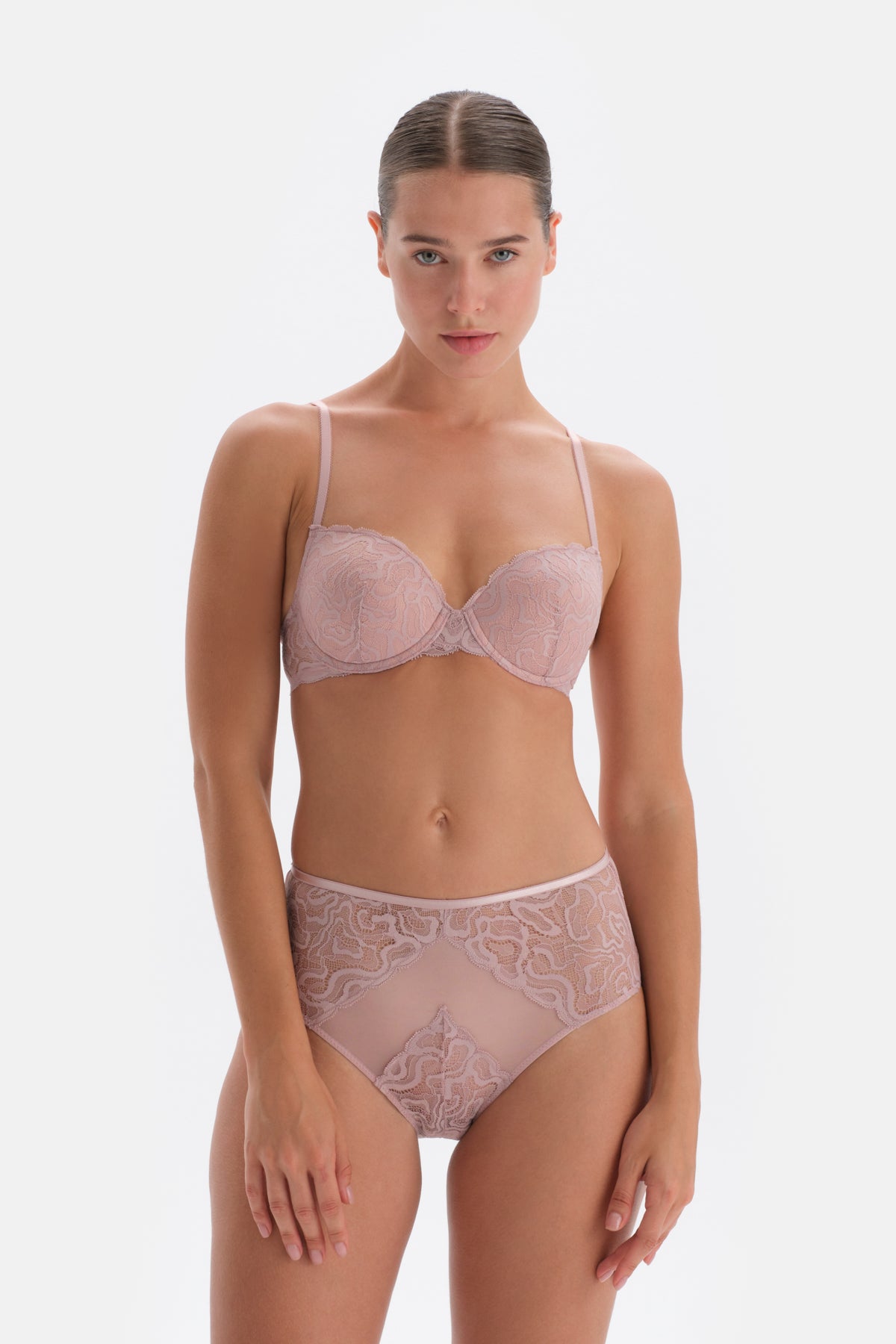 Soft Pembe Soft Dantel Push-Up Sütyen