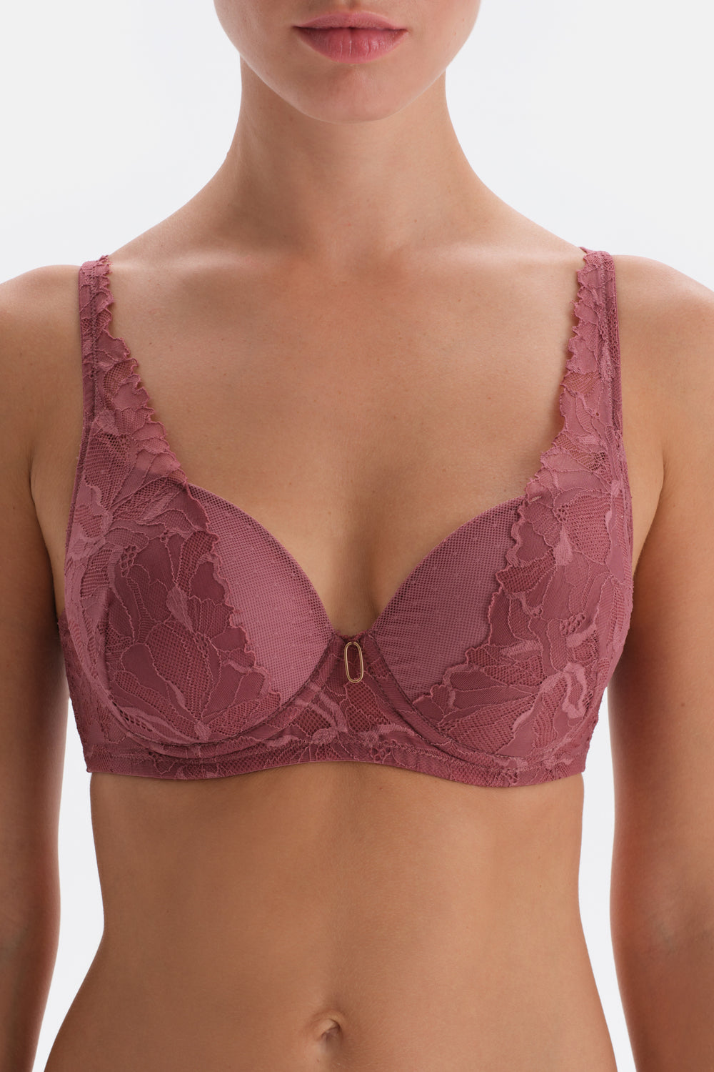 Gül Kurusu Dantel Ve Aksesuar Detaylı Dolgulu Sütyen